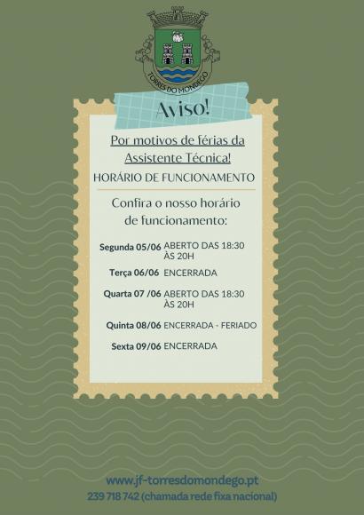 Hor&aacute;rio de Funcionamento na pr&oacute;xima semana