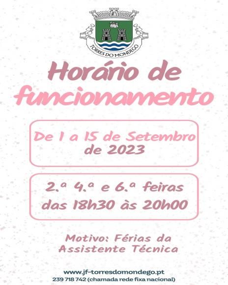 Altera&ccedil;&atilde;o do hor&aacute;rio de atendimento ao p&uacute;blico de 1 a 15 de setembro de 2023