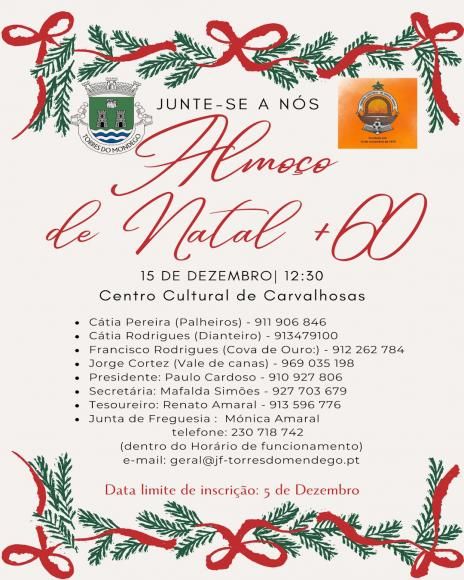 Almo&ccedil;o de Natal + 60 - Carvalhosas - 12H30 - 15 Dezembro 2024