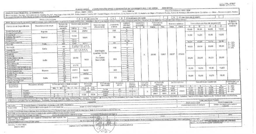 Plano Anual de Explora&ccedil;&atilde;o (PAE) as Condi&ccedil;&otilde;es de acesso &agrave; zona de Ca&ccedil;a Municipal de Coimbra Sul - Proc.&ordm;5261 ICNF, na &eacute;poca de venat&oacute;ria de 2025/2026.