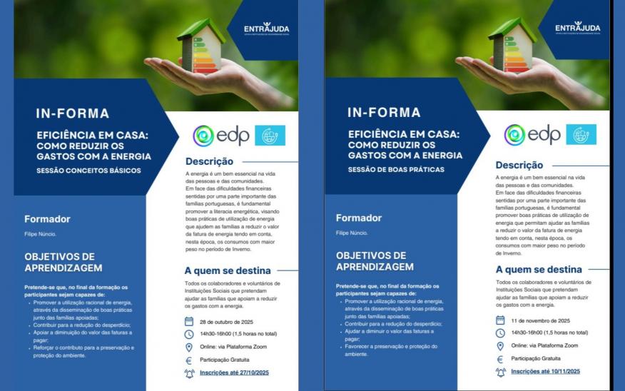  “Eficiência em Casa: Como reduzir os gastos com a energia” - Sessões gratuitas