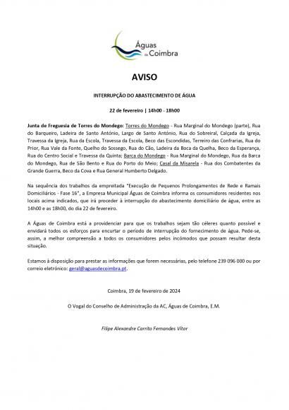 Interrup&ccedil;&atilde;o no abastecimento de &aacute;gua "Execu&ccedil;&atilde;o de Pequenos Prolongamentos de Rede e Ramais Domicili&aacute;rios - Fase 16".