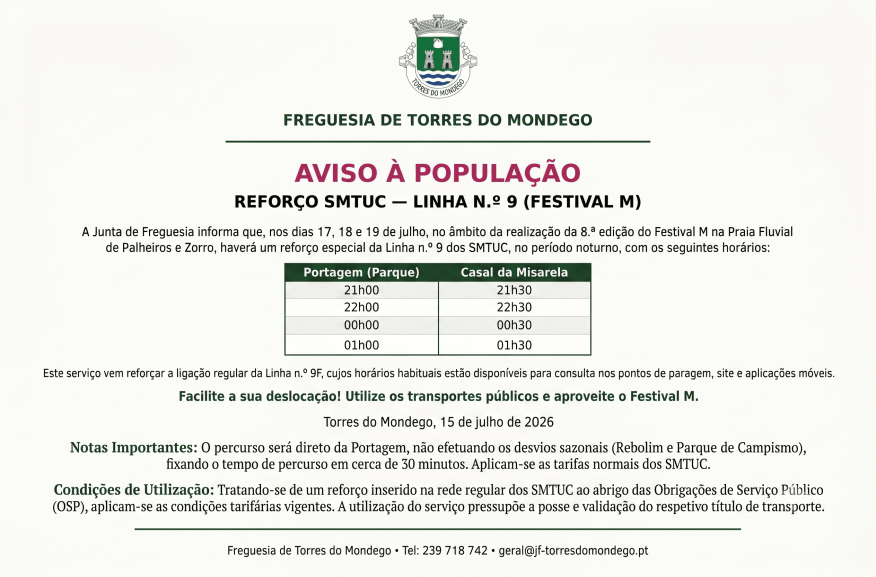 FESTIVAL M: REFOR&Ccedil;O DE TRANSPORTES (LINHA N.&ordm; 9)