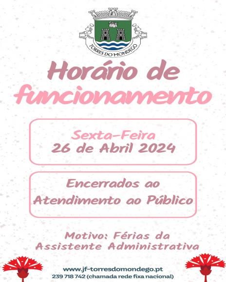 Dia 26 de Abril - Encerrados para atendimento ao p&uacute;blico 