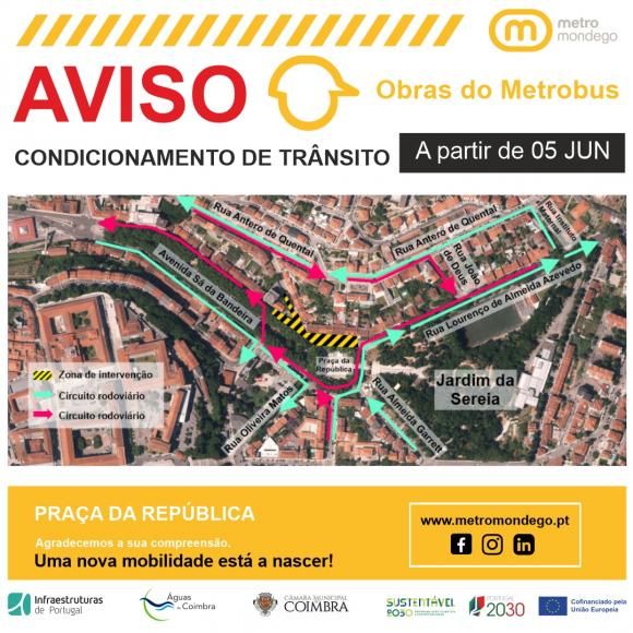 Condicionamento ao Tr&acirc;nsito Pra&ccedil;a da R&eacute;publica - Obras MetroBus - A partir de 5 de junho de 2024