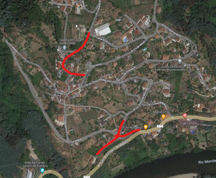 Corte de Vias no lugar de Casal da Misarela