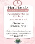 Altera&ccedil;&atilde;o de hor&aacute;rio de atendimento presencial